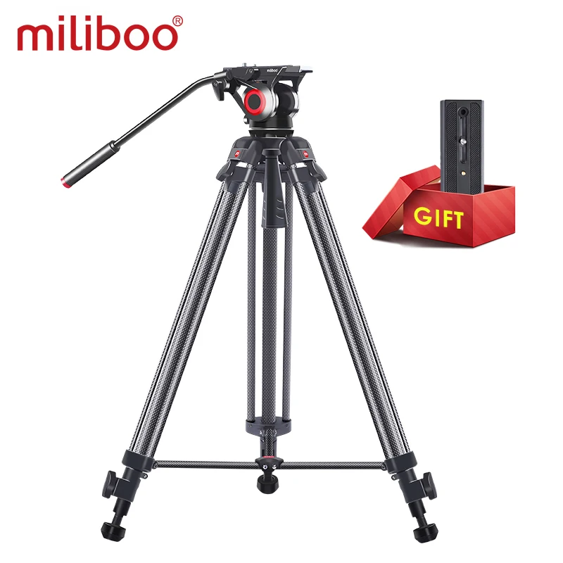 Miliboo MTT606 حامل ثلاثي للسفر فقط 2.9 كجم وزن سائل هيدروليكي لتخميد الفيديو لكاميرا SLR DSLR الرقمية لوحة QR الإضافية