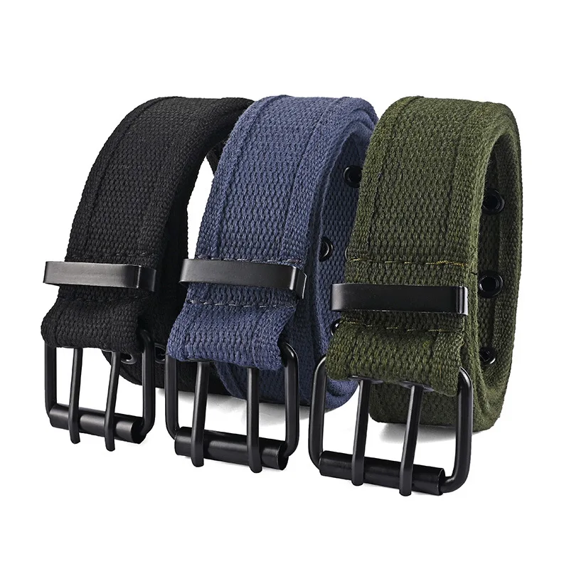 Men's Belt Double Row Metal Needle Buckle Woven Belt Women's Leisure Sport Outdoor Work Belt， Pair with Pants Jeans Neutral Belt