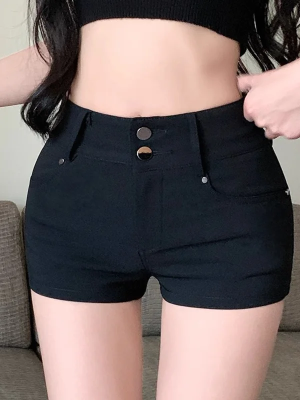 Taille haute coupe ajustée jambe droite décontracté orts femmes été Sexy pantalons chauds bout à bout couvrant polyvalent taille haute a-ligne orts