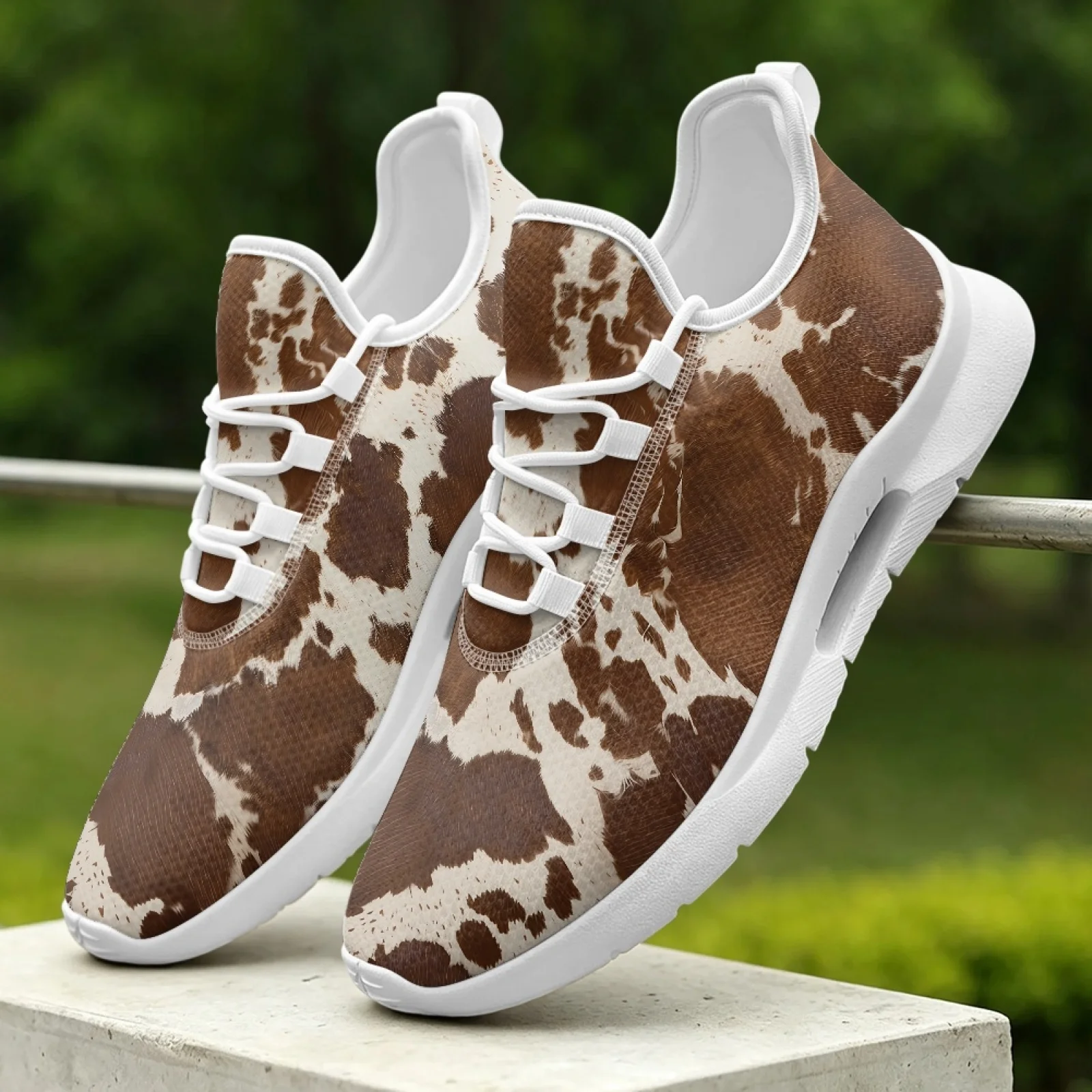 XIXIRIMIDO Women's Lace-up Casual Shoe Nurse Shoes Women's Sandals Men's Sneakers and Casual Shoes Tenis Feminino Cow Print
