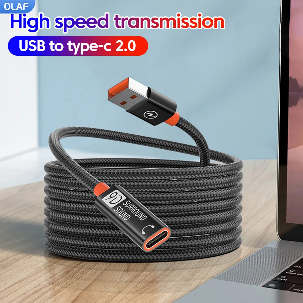 USB To Type C 2.0 Extension Cable Fast Charging Data Transfer USB C Headphone USB 3.0 Male To USB2.0 Female Extension Data Cable