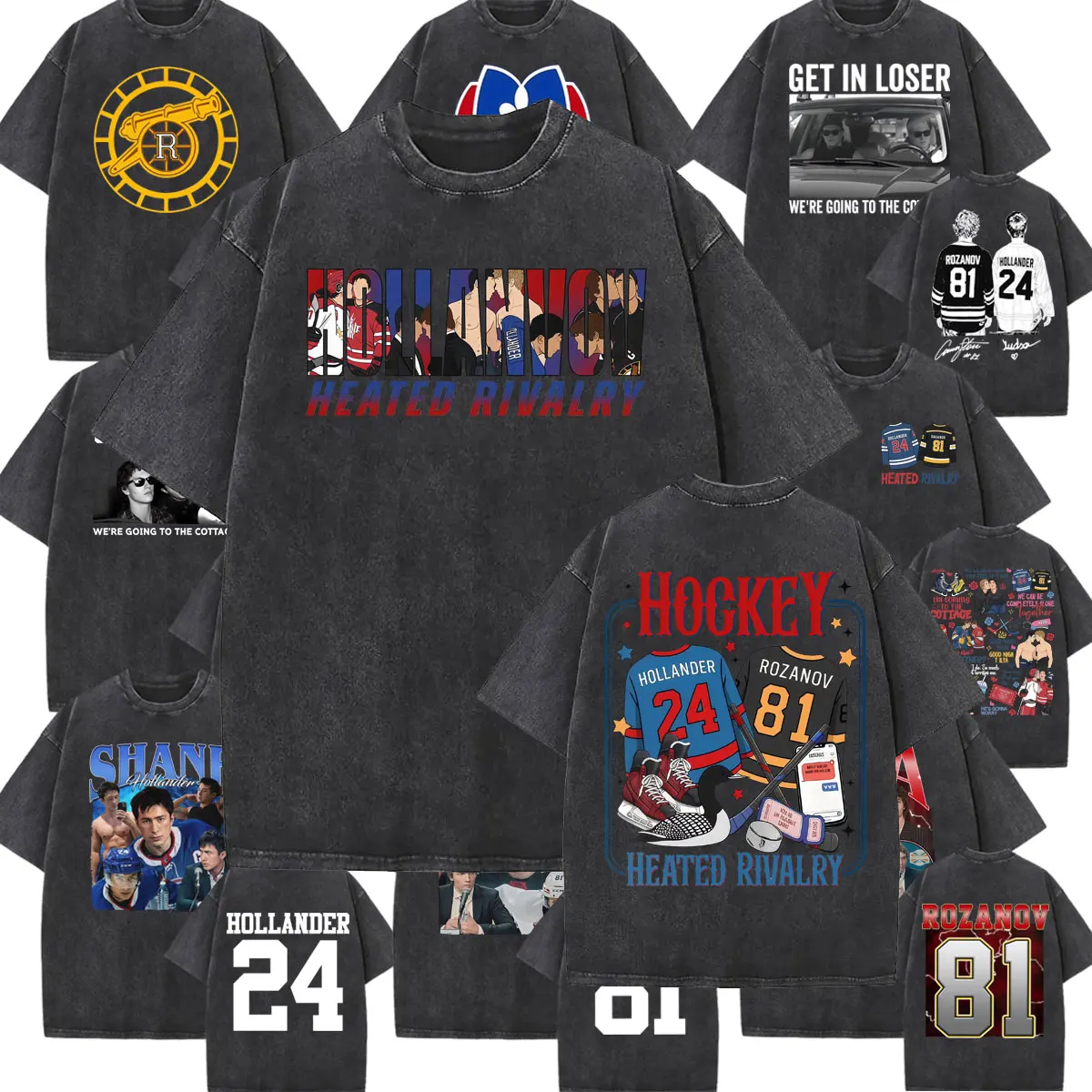 

Hockey Heated Rivalry Couple Vintage Washed T-shirts Hollander Rozanov T Shirt Men Women Clothing Harajuku Casual Cotton T-shirt