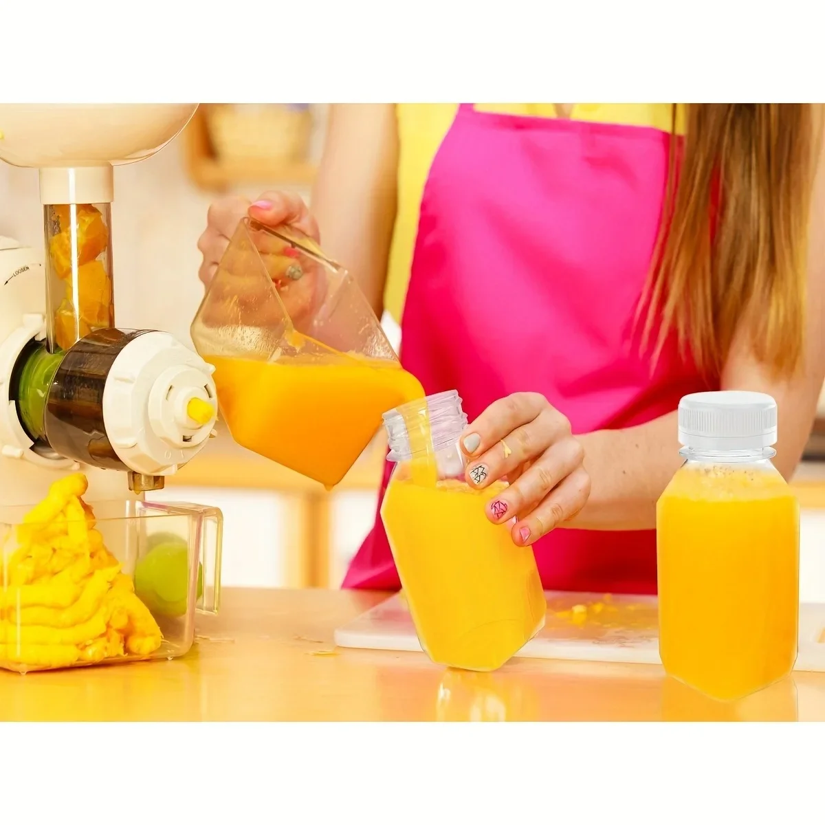 12pcs Plastic Juice Bottles with Caps,  Juice Containers with Tamper Proof Lids  ClearBottles for Juicing, Milk, Smoothie, Drink