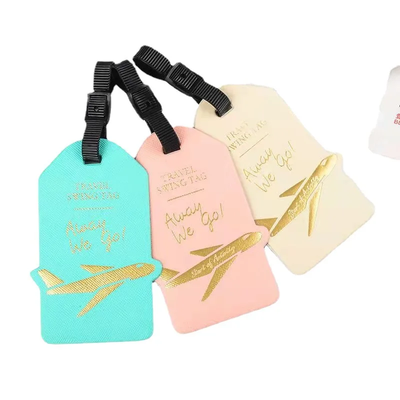 

Women Men Portable Label Suitcase ID Address Holder Baggage Boarding Creative Aircraft PU Leather Luggage Tag Travel Accessories