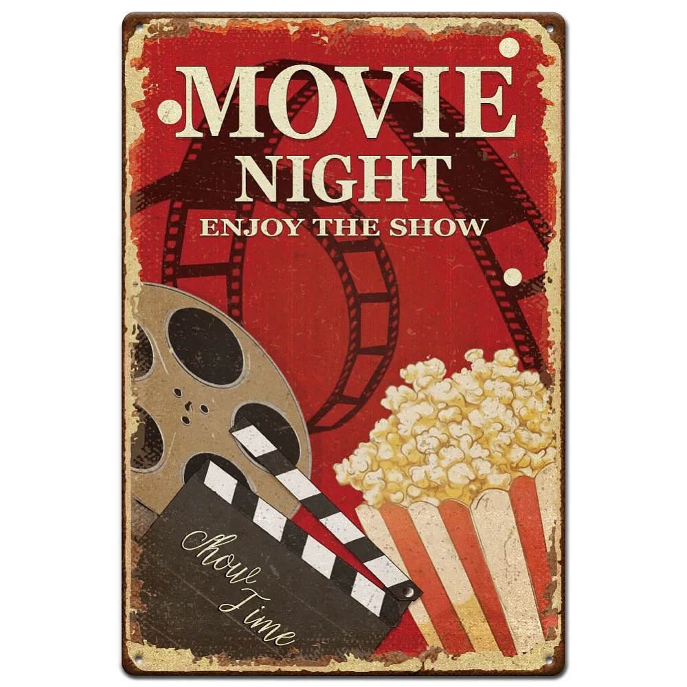 Vintage Metal Tin Sign Iron Wall Decor for Bars Restaurants Cafe Pubs Rectangle Popcorn 300x200x2.2mm