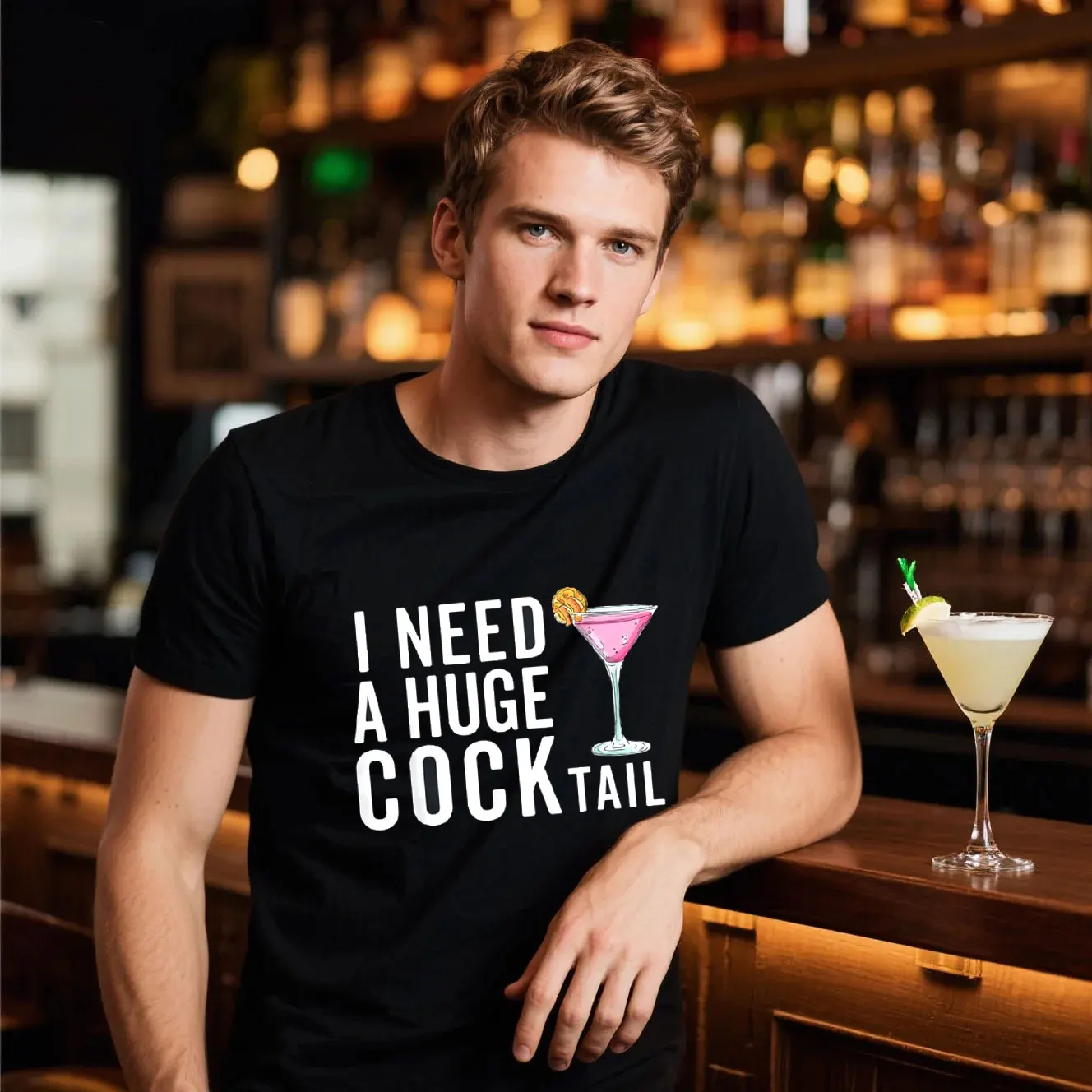 أحتاج إلى كوكتيل ضخم مضحك الكبار الفكاهة شرب تي شيرت الرجال الملابس الجرافيك تي شيرت Ropa Hombre
