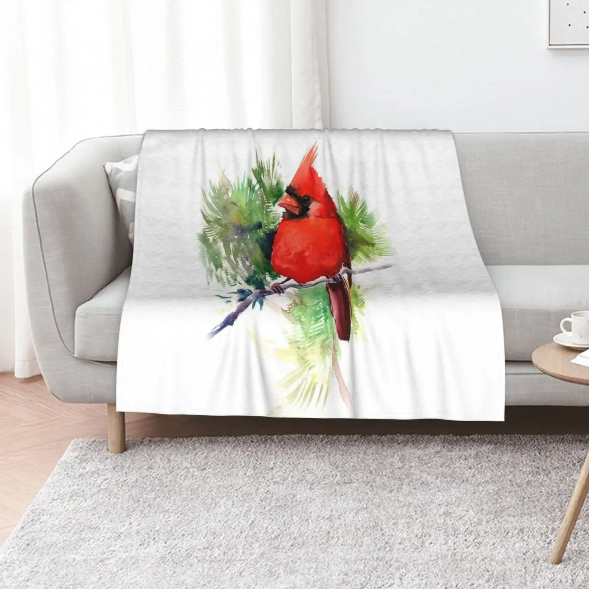 Red Cardinal Bird Throw Blanket for winter Kid'S Giant Sofa Furrys For Decorative Sofa heavy to sleep Blankets