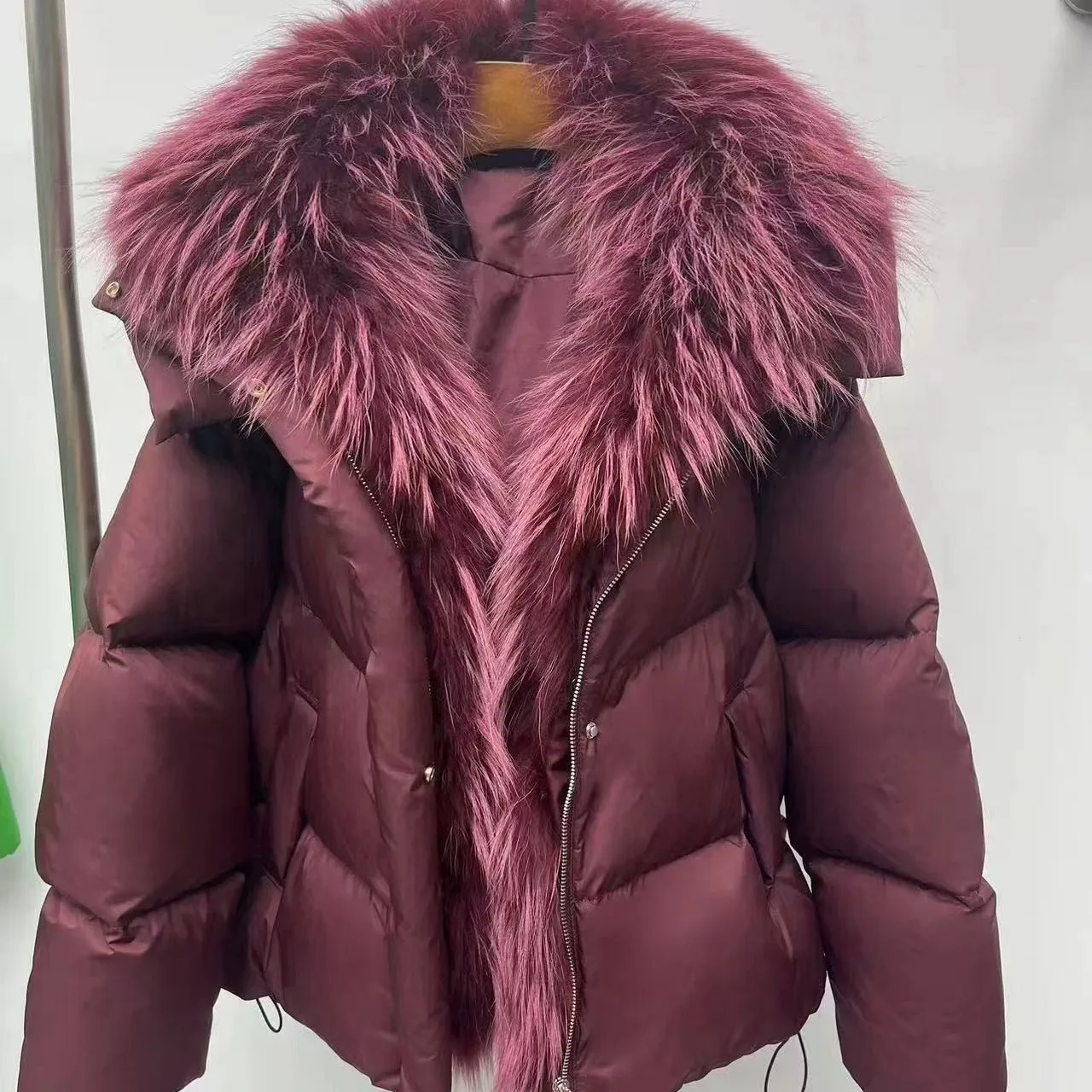 2025 New Premium  Fur Collar Hooded White Goose down Jaet Women ort Loose Thiened Outerwear Korean Sle Commute Wind