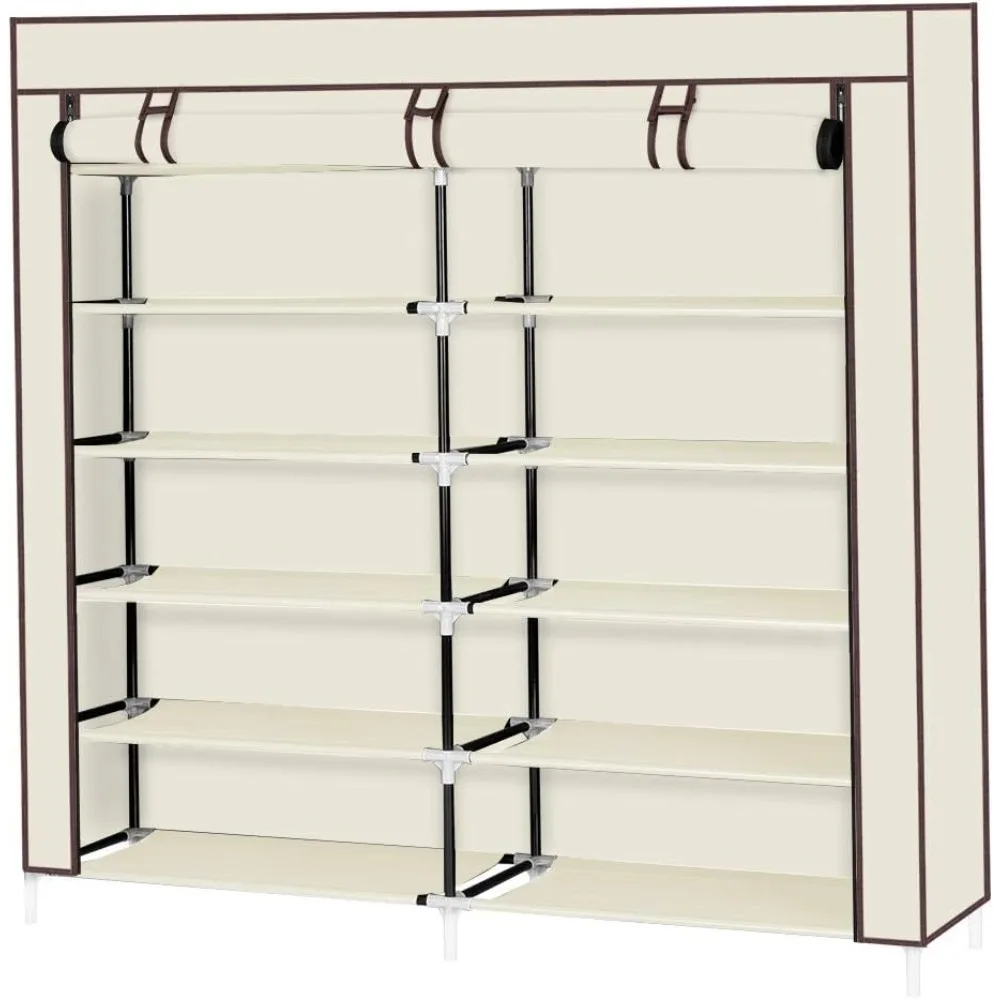 

6-Tier Shoe Rack, Shoes Storage Cabinet with Dustproof Cover, Free Standing Cubby Room Organizer Shelves for Closet, Entryway,