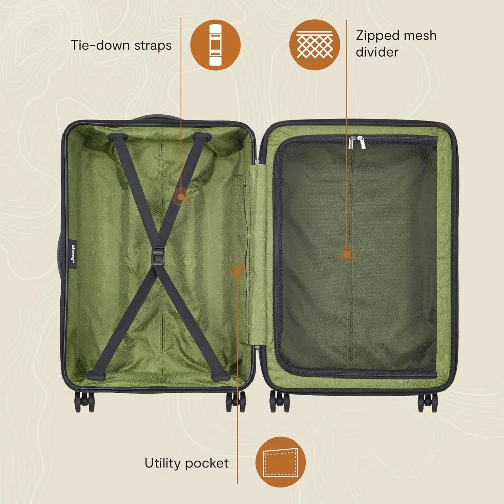 拡張可能なハードサイド スピナー ラゲージ - ミディアム ベージュ、24 インチ、旅行の利便性のために検査済み