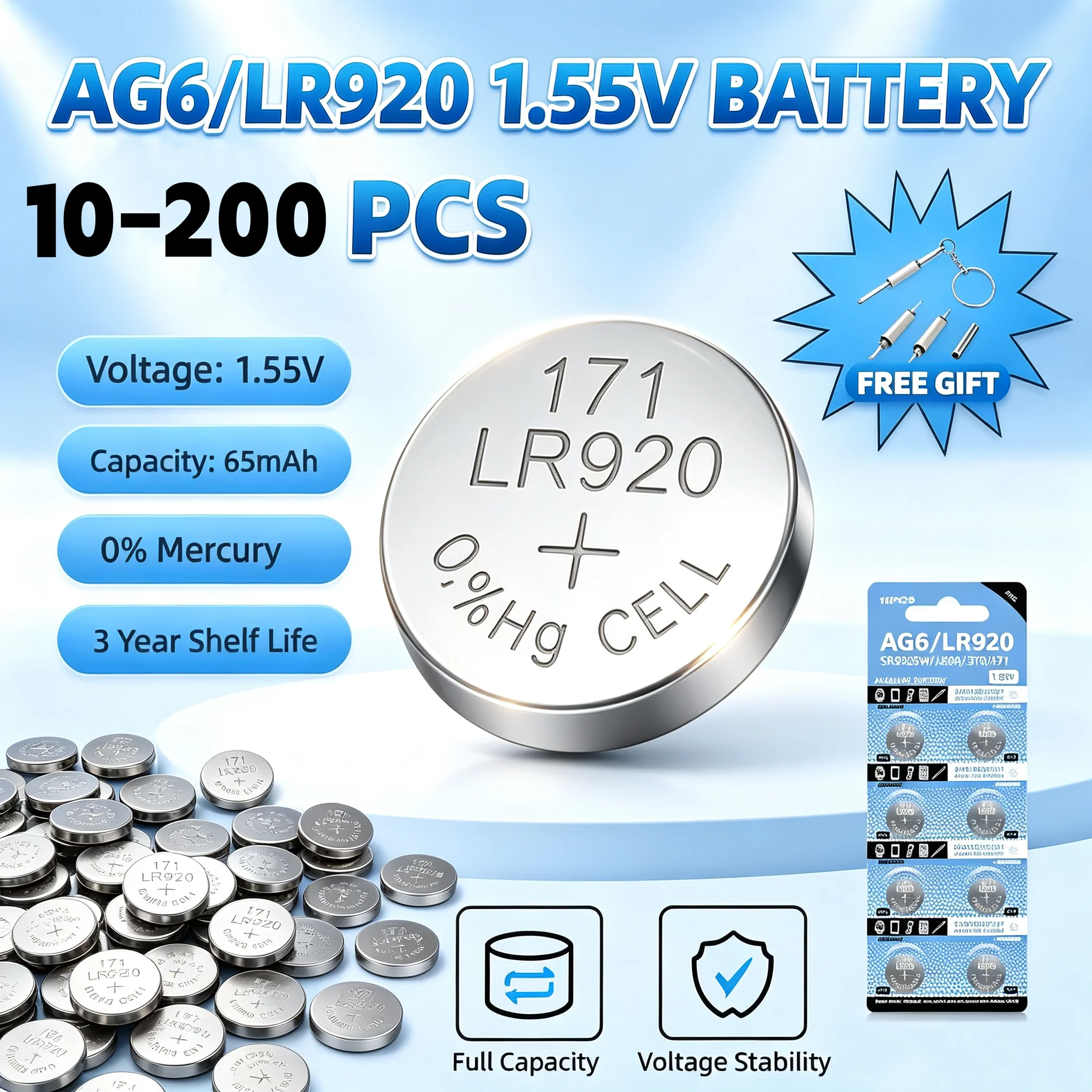 10-200PCS AG6 LR920 Button Batteries SR920SW 371 370 LR96 Alkaline Cell Coin Battery for Watch Toy Calculator Remote Button Cell