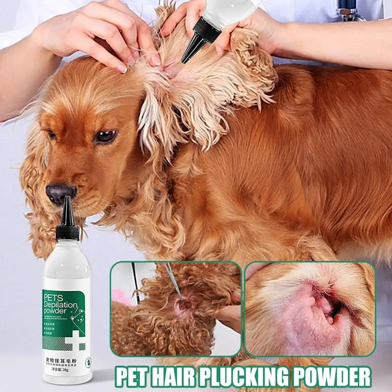 Dog Ear Powder Dog Ear Plucking Powder Painless Hair Removal Powder Dog Ear Solution Ear Plucking Powder Treats Infected Dog Ear