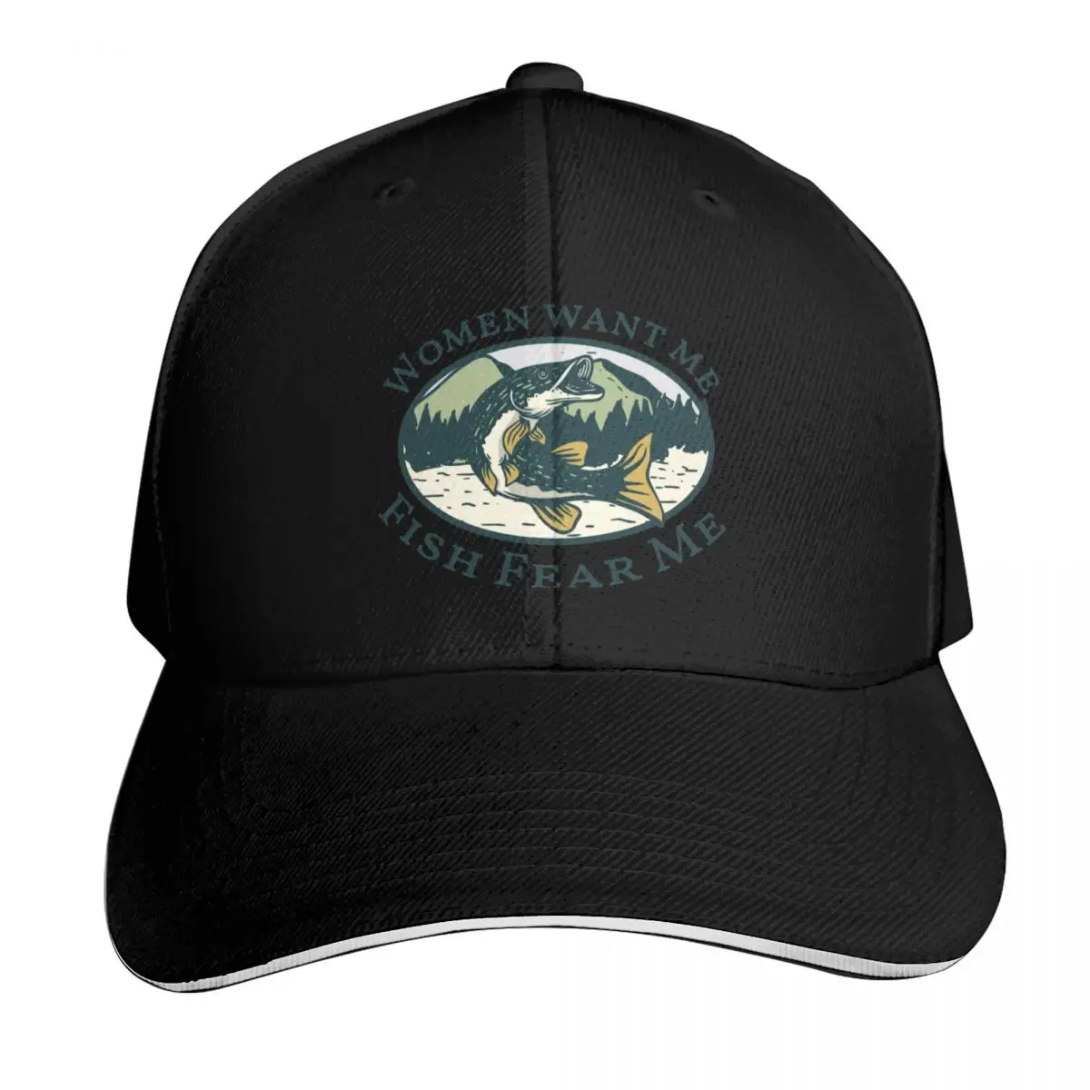 Women Want Me Fish Fear Me Baseball Cap Adjustable Buckle Closure Moisture Wicking Quick Dry Curved Brim Classic Fit