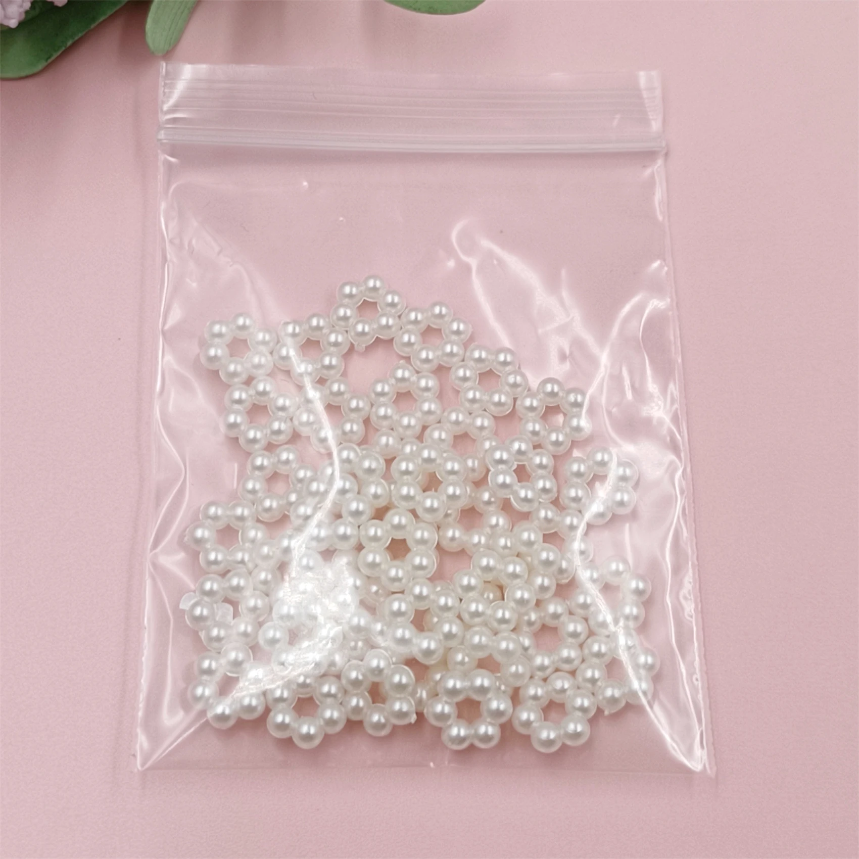 40pcs/pack ABS Pearl White Loose Beads For Jewelry Making Crafts DIY Mini Heart Star Without Hole Drip Glue Filling Decoration