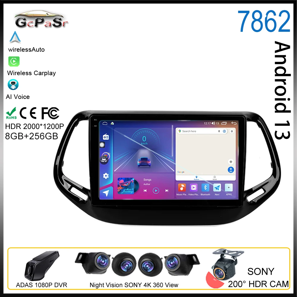 

Android 13 For Jeep Compass 2 MP 2016 - 2018 Car Radio Multimedia Video Player Auto Carplay GPS Navigation Rear camera 5G DSP BT