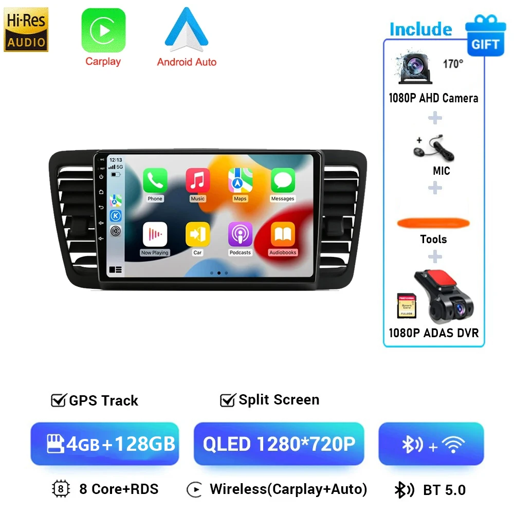 Android 16 Voor Subaru Outback 3 Legacy 4 2003-2009 LHD 2K QLED Android Autoradio Multimedia Video speler GPS Stereo CarPlay 4G