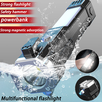 2024 New 5W Multi-Function Flashlight Led Lights ABS Car Safety Hammer Flashlight USB Charger Outdoor Family Camping Searchlight