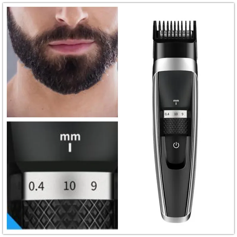 Electric Men Beard Trimmer 0.4mm Precision Face Grooming Clipper Mustache Style Shaver Razor Washable Facial Haircut Machine