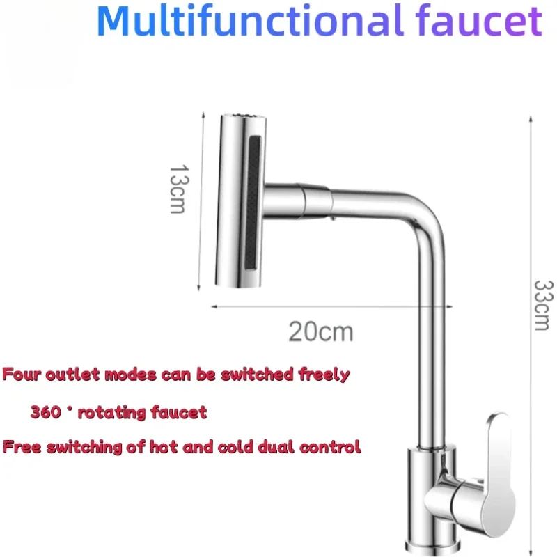 

Kitchen Faucet Universal Rotating Swing Arm Multifunctional Water Outlet Waterfall Knife Scraping Four-speed Sink Faucet