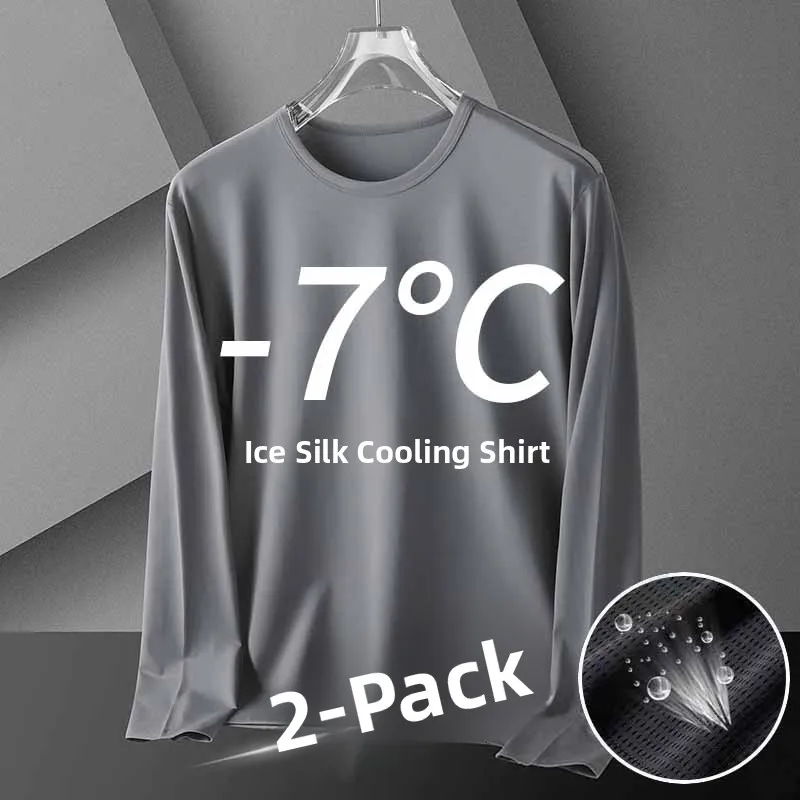 Ice Silk Me Breathable Long Sve T-irt Men's Summer Air Conditioning Base irt Qui Dry Geometric Pattern round Ne