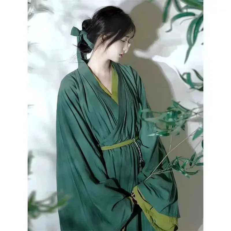 Vestido Hanfu chino antiguo para mujer, disfraz de Hada de Carnaval de Halloween, vestido de gasa verde, traje Tang Hanfu de talla grande