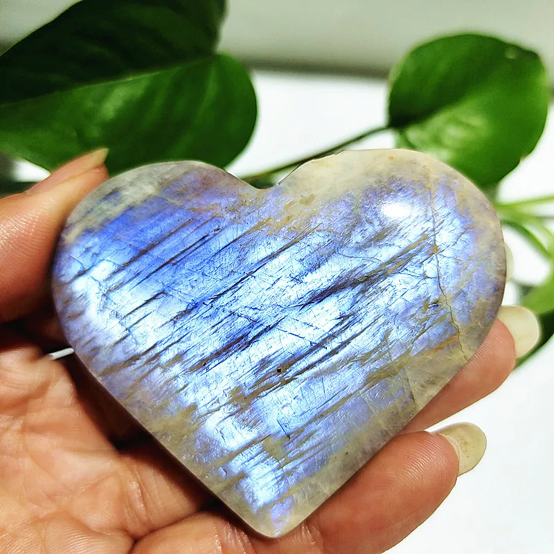 Natral Gemstone Beautiful Moonstone Labradorite The hear Stone Crystal Sorcerer Chakra Spiritual Healing Crystal Home Decoration