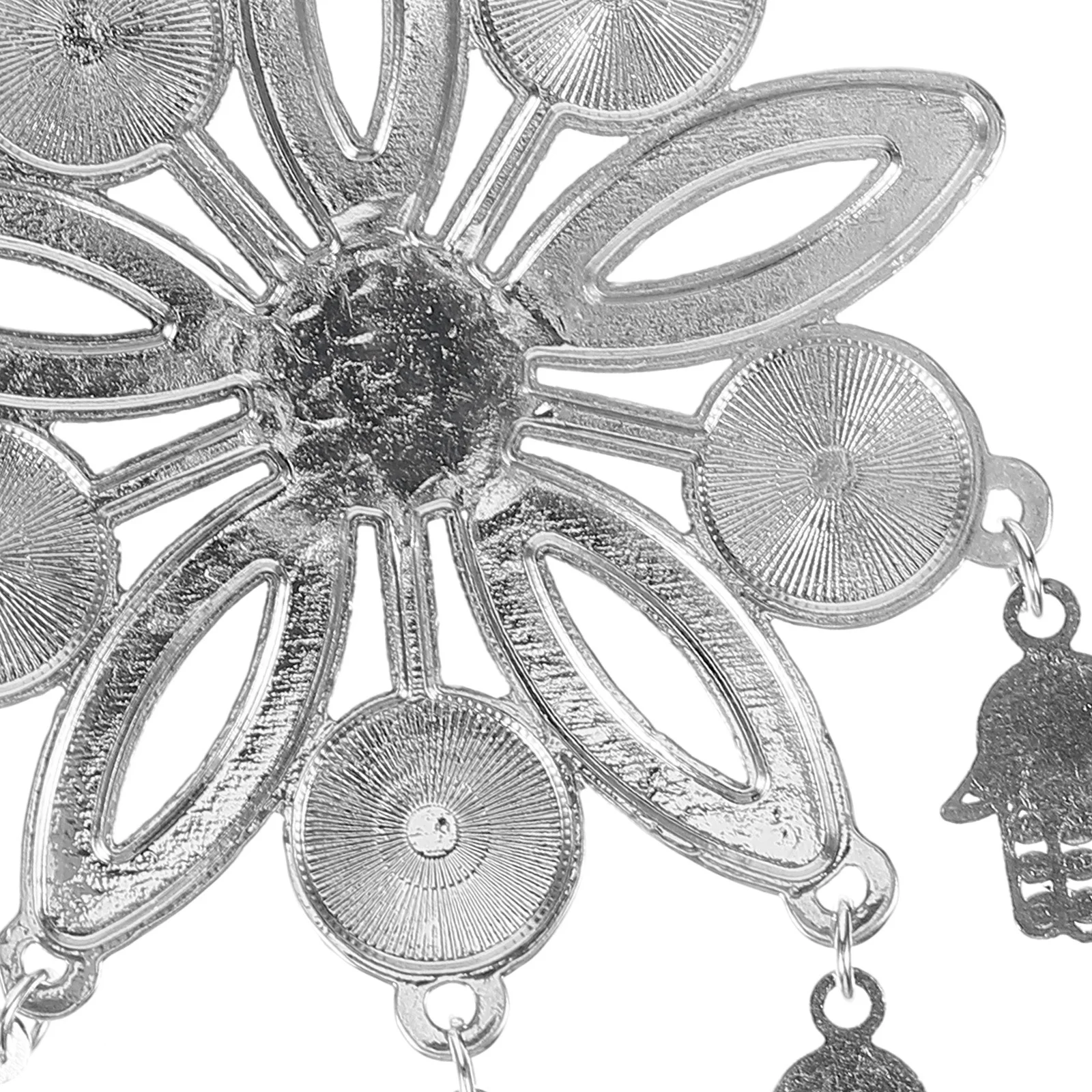 

Evil Eye Elephant Hanging Pendant Hollow Petal Flower Design Sturdy Metal Wall Decor For Home Car Office