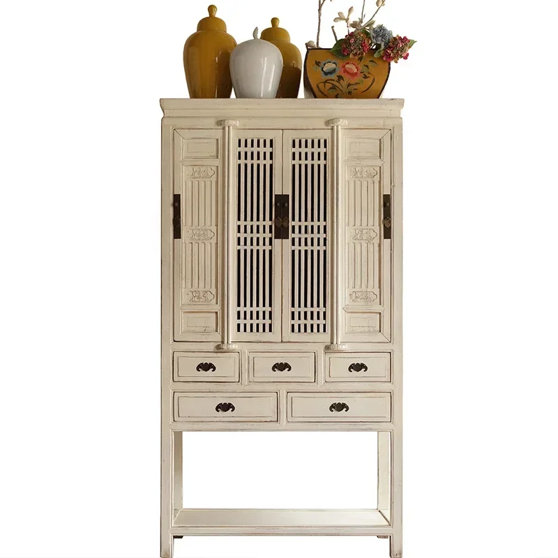 Solid Wood Storage Cabinet Living Room and Kitchen Storage Sideboard Cabinet High Cabinet Integrated Support