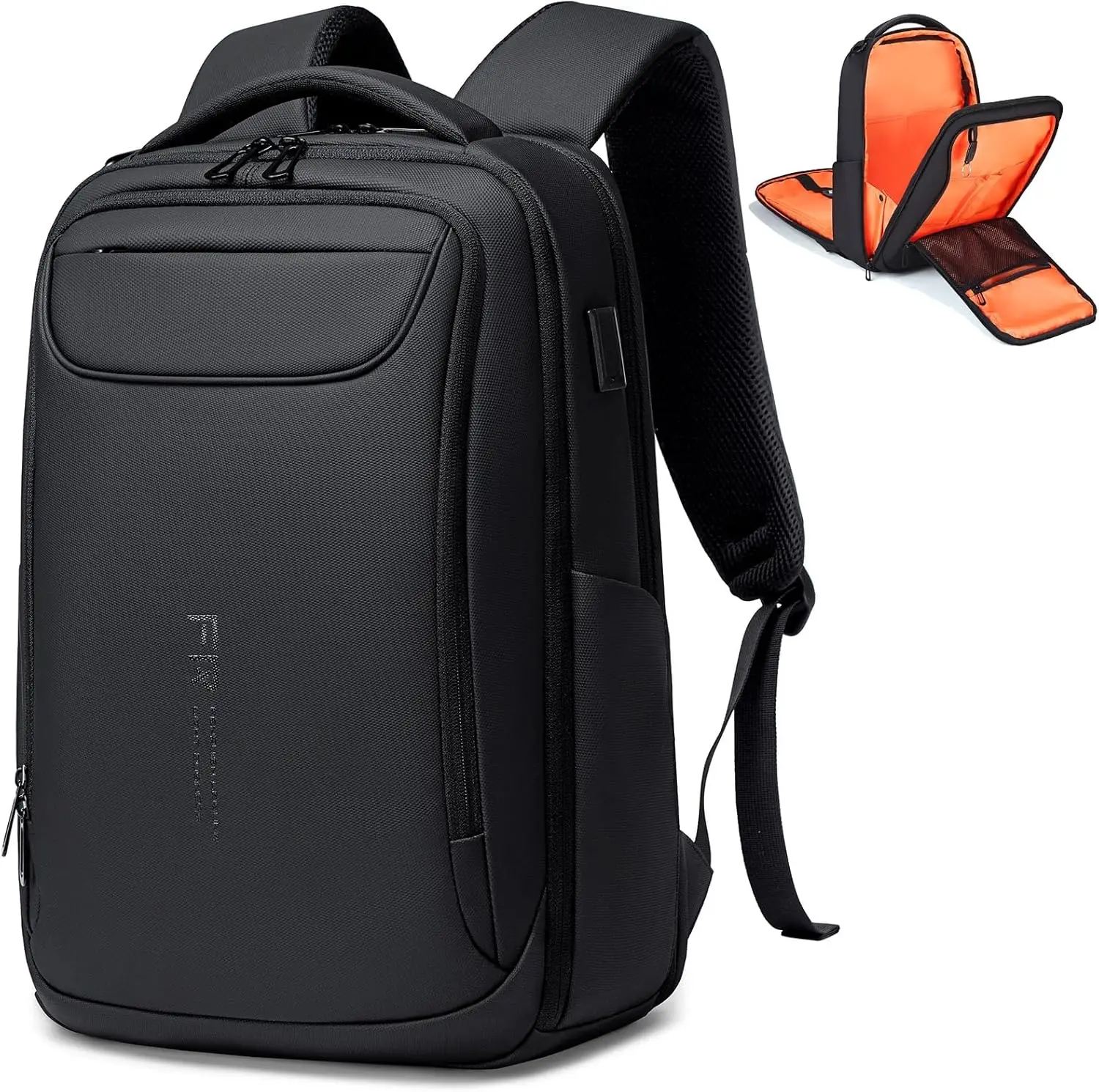 Water Resistant Business Laptop Backpack 15.6" with USB Charging Port