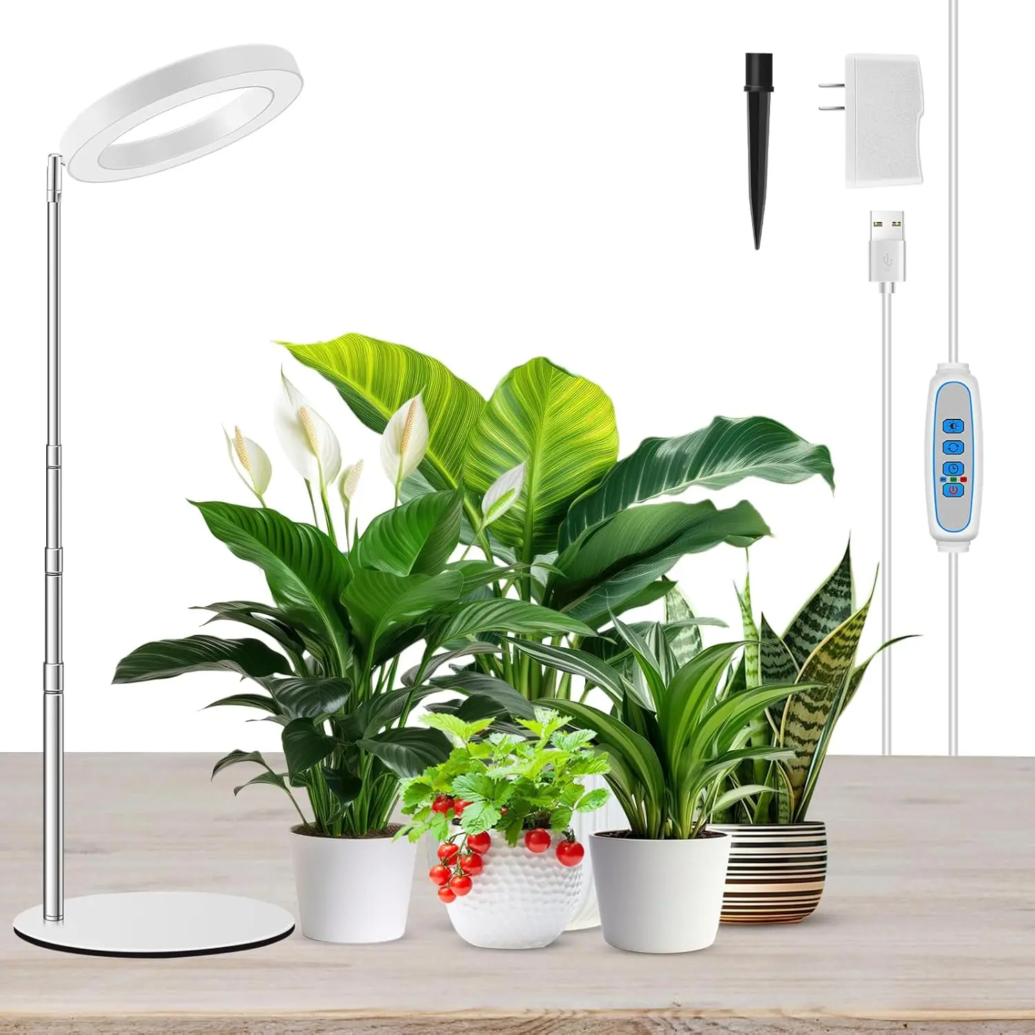 

Full Spectrum 80 LED Grow Light for Indoor Plants, 3 Modes & Timer, Adjustable 9.8-37.4 in