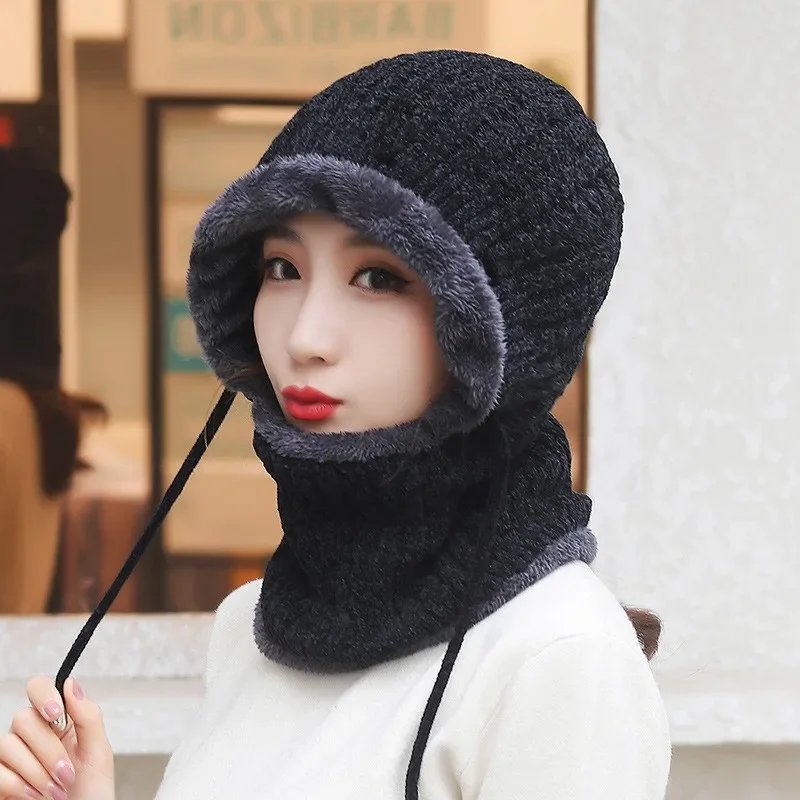 Winter Damen Hut Gehörschutz Einteilige Strickmütze Outdoor Warm Und Flauschig Wind Und Schnee Beanie Hut