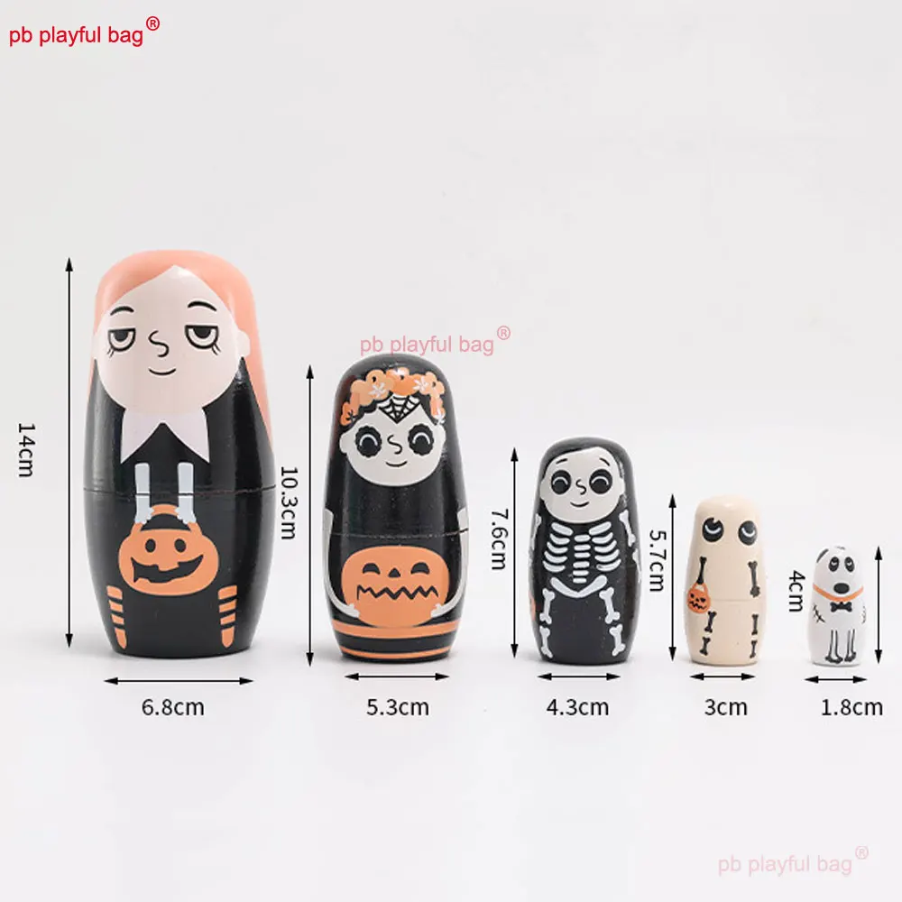 5 unids/set de madera rusa anidación decoración del hogar calabaza de Halloween chica Festival regalo muñecas apilables niños DIY juguetes HG380