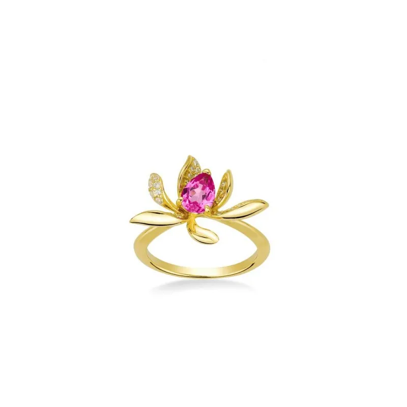 ZOCA Lotus Fun Cereus Flower 18k Gold PLated Rings for Women 925 Sterling Silver Certified Luxury Designer Fine Jewelry