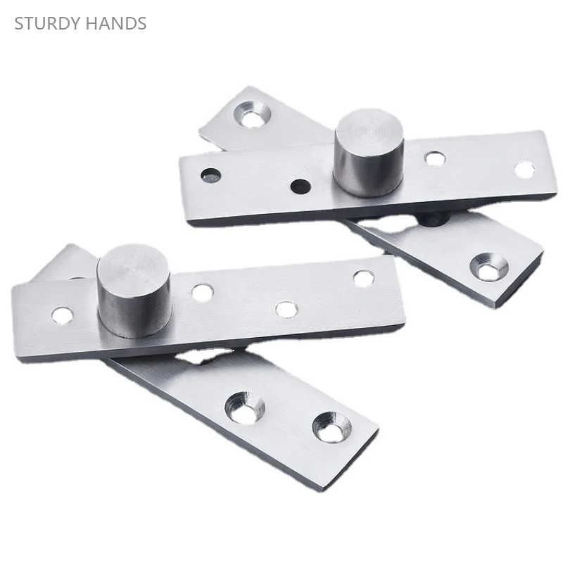 1 set of stainless steel 360 degree wooden door upper and lower hinges cabinet glass door invisible rotating hinges