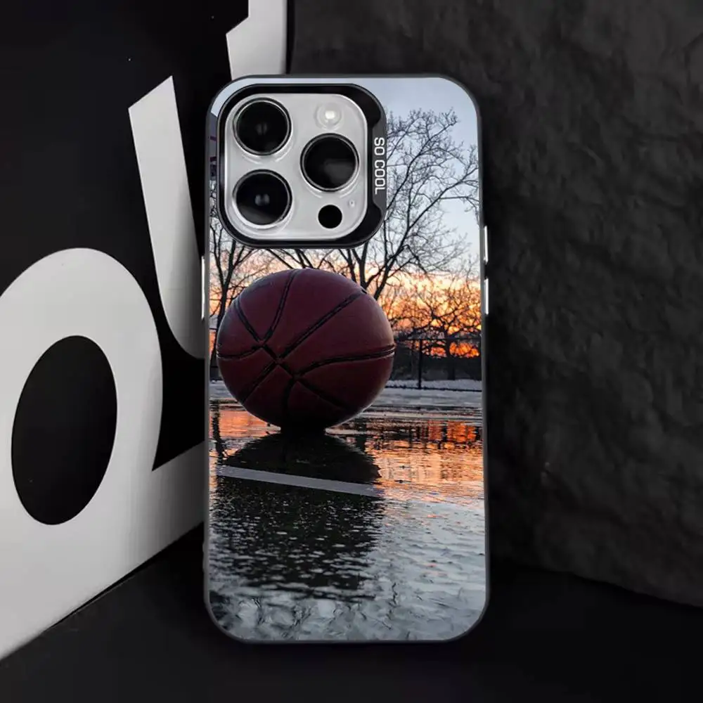 Etui na telefon z motywem koszykówki do iPhone'a 17, 16, 15, 14, 13, 12, 11, Pro, Max, Plus, E, Air, Mini, czarne etui z TPU