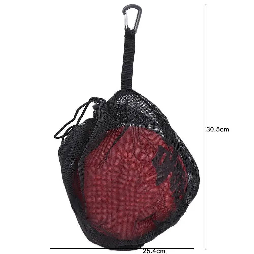 Portable Clip on Ball Mesh Bag Drawstring Ball Holder Basketball Storage Bag Handbag Oxford Cloth Single Ball Bag for Backpack