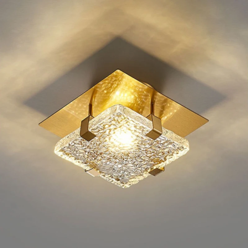Nordic Postmodern Led Ceiling Lamps Luxury Ripple Glass Light Fixture Balcony Aisle Corridor Room Decoration Home Illumination