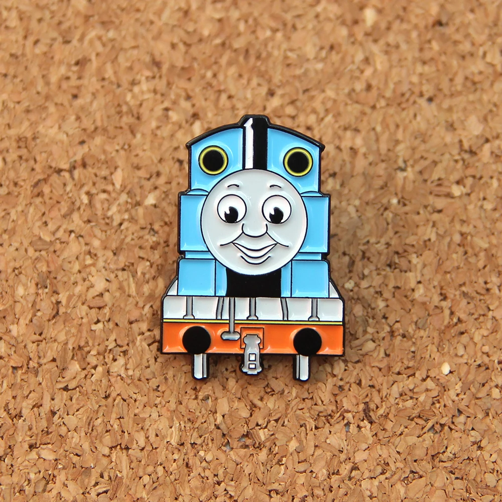 2Pcs Cute and Nostalgic LLittle Train Brooches, Childhood Classic Anime Inspiration Badges, Anime Fan Collection Brooches