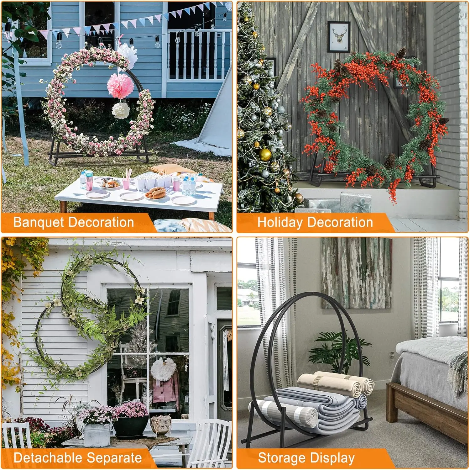 41-Inch Firewood Rack for Indoor and Outdoor Use, Steel Log Holder with Arc Design for Space-Saving Storage