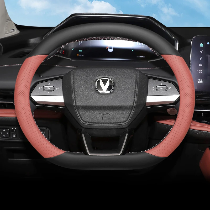

Кожаный чехол на руль автомобиля для Changan CS55 plus UNI S V K 2021 2022 2023 2024 2025 2026, аксессуары