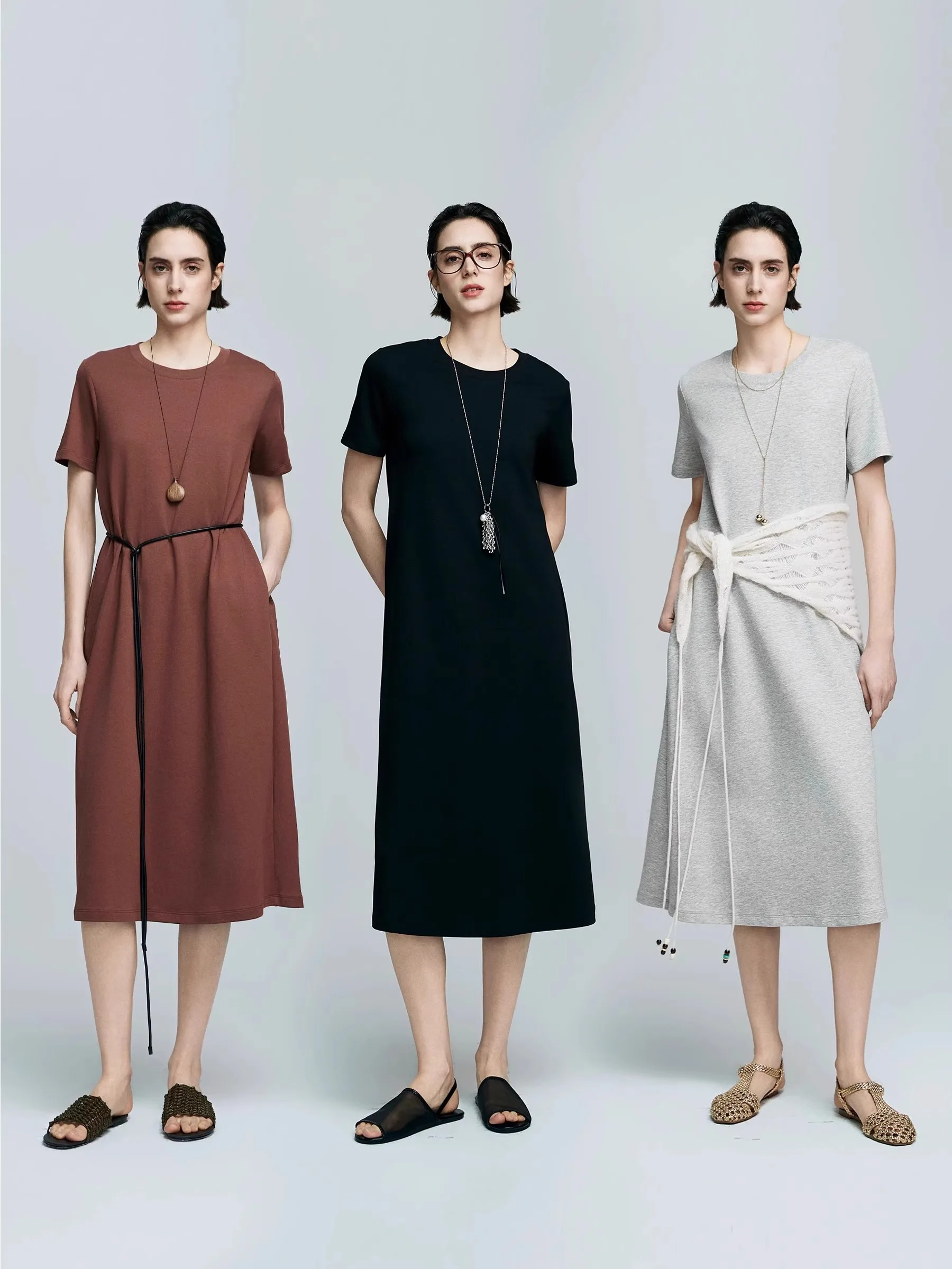 Luchtgevoel luie jurk met korte mouwen Lente/Zomer 2025, halflange T-shirtjurk dames Huidvriendelijk en ademend