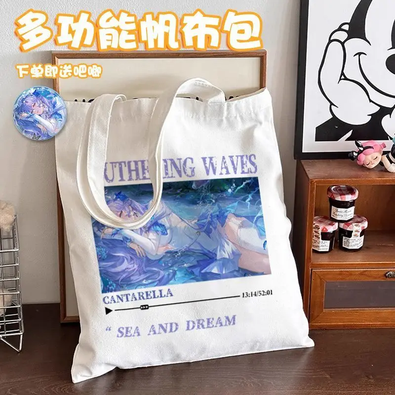 Cantrella Blanquet Trendy Merchandise Large Capacity Canvas Student Tote Shoulder Bag Gift For Someone Ani