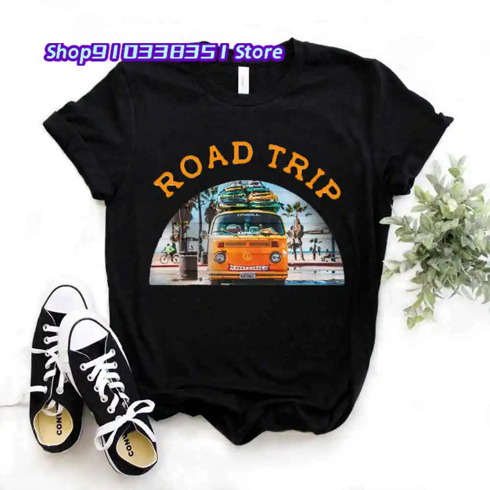 Road Trip Printed Graphic T shirt Womens Summer 90s Print Lady Tshirt Punk Style Tee Casual Fashion Ladies Clothing Drop,ship