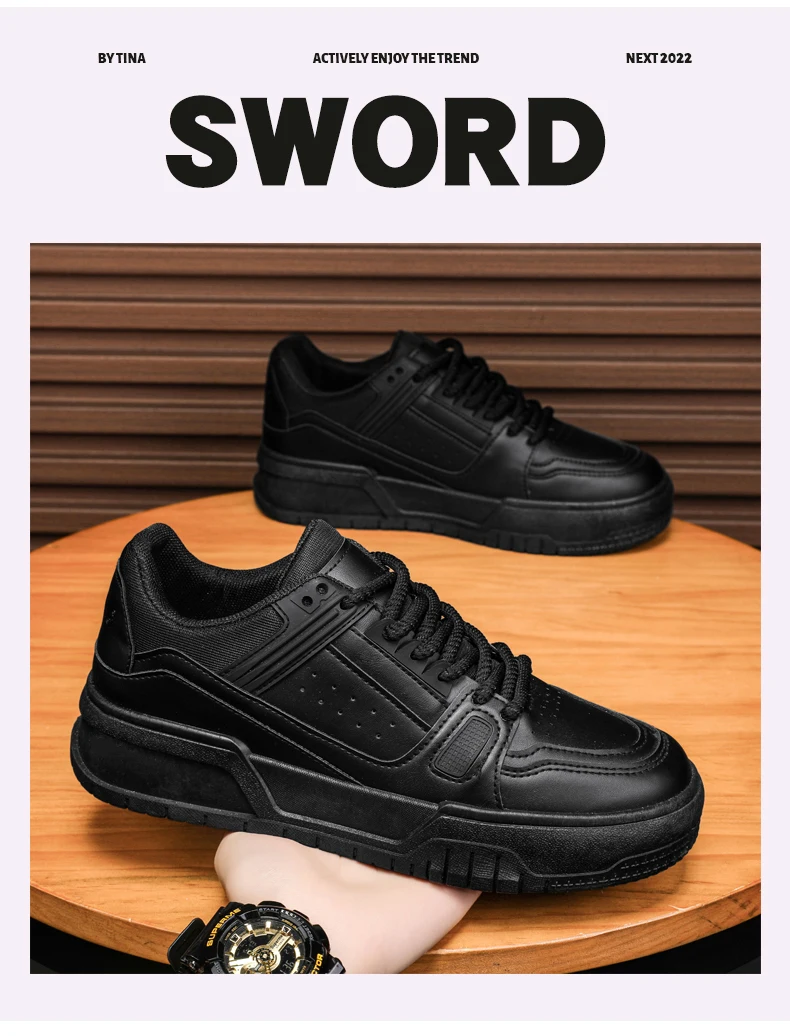 Herren Koreanische Freizeitschuhe mit Dicker Sohle für Alle Jahreszeiten, Weiche Rutschfeste Leichte Outdoor-Wanderschuhe, Flache Sportschuhe für Studenten – Detail 3