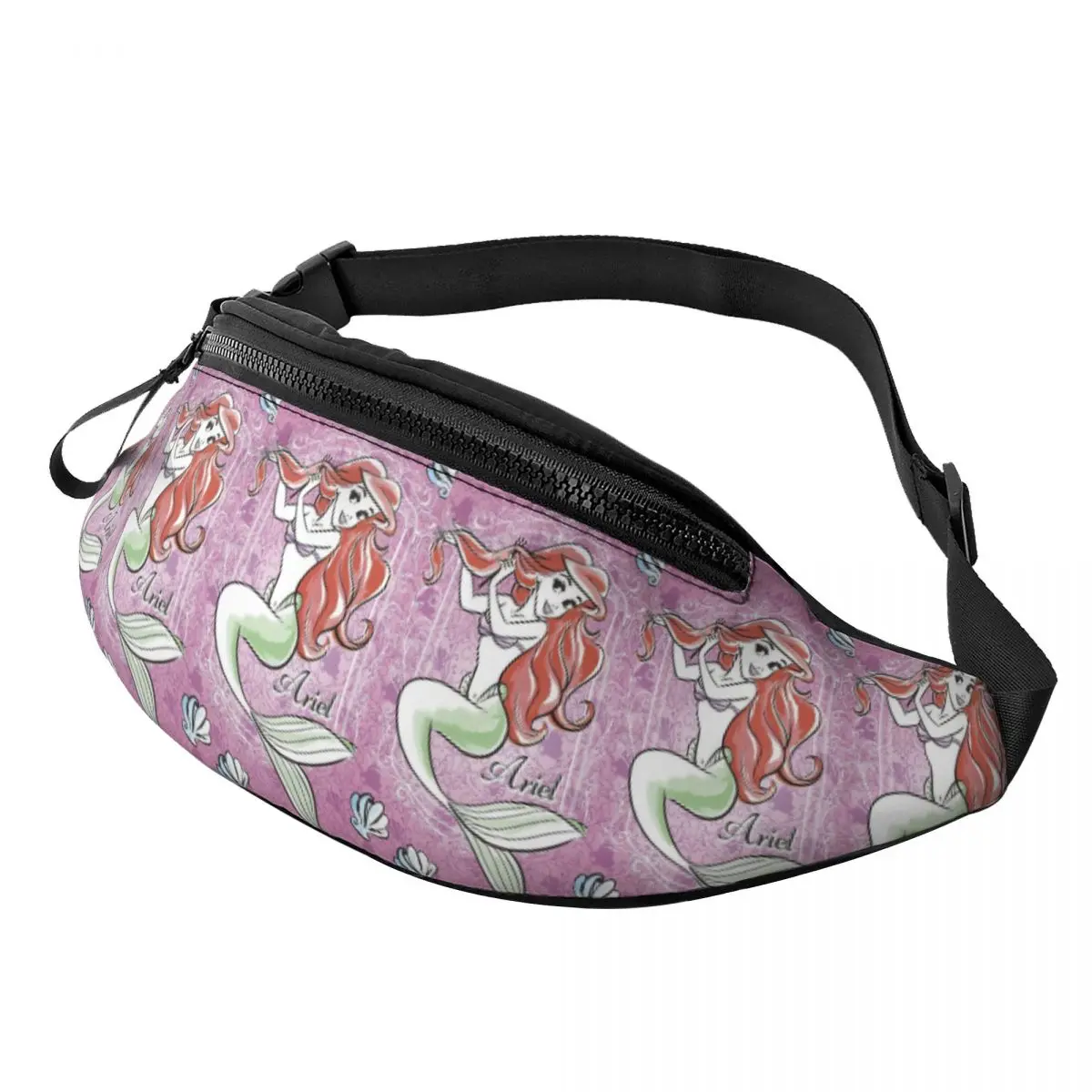 Custom Ariel Cute Cartoon Fanny Pack Men Women The Little Mermaid Crossbody Waist Bag for Running Phone Money Pouch