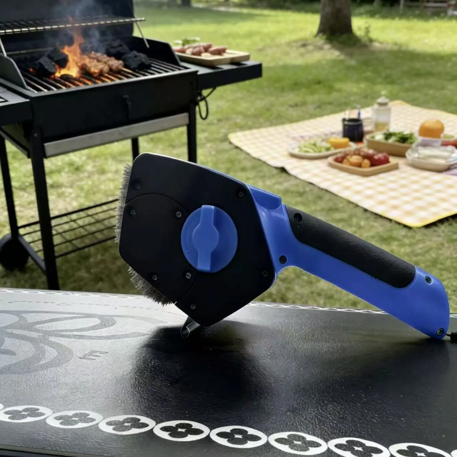 Rechargeable Grill Cleaning Brush Digital Display Electric Grill Scrubber Bbq Cleaning Brush LED Light Handheld