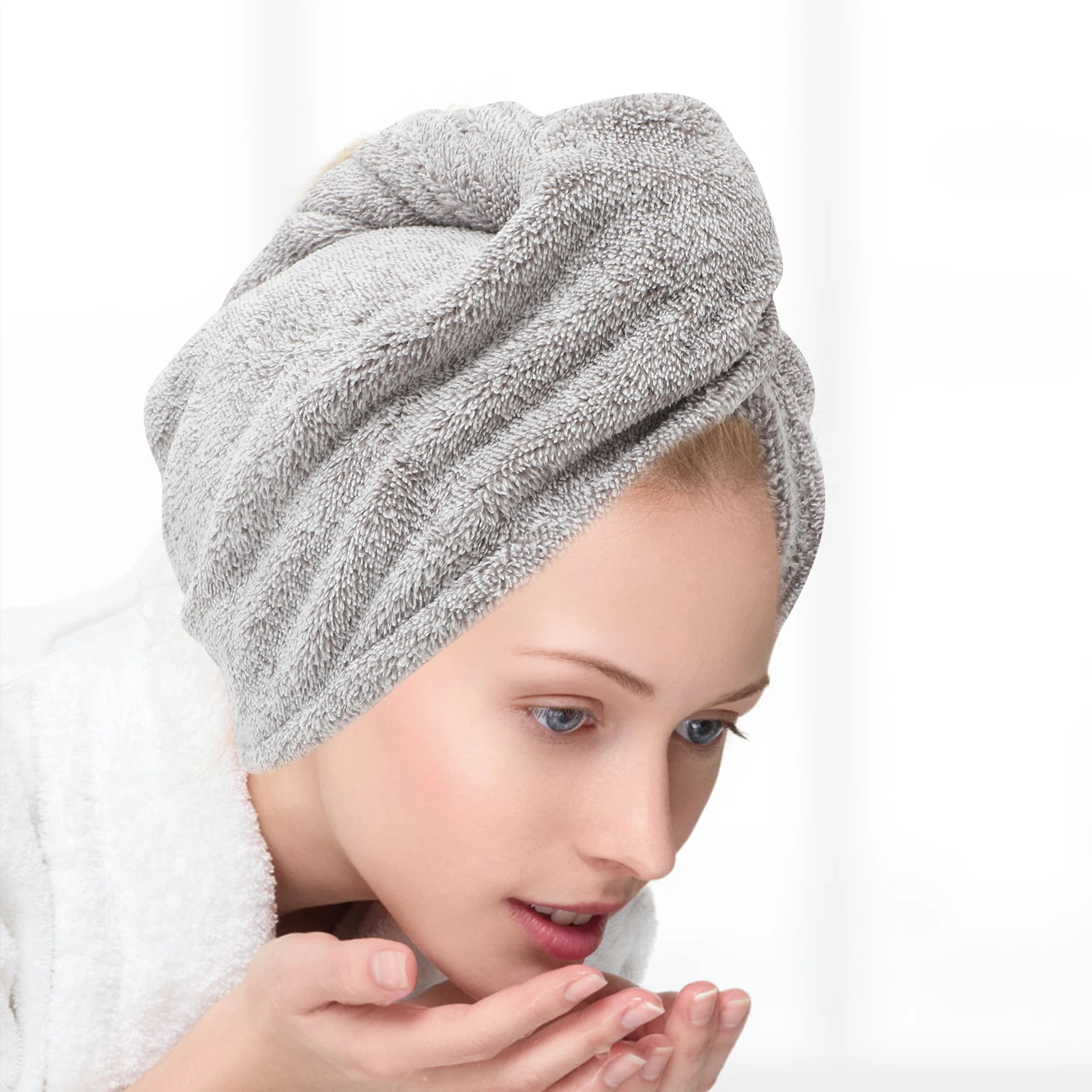 

Coral Fleece Hair Towel Cap Women Reusable Quick Drying Suitable for Long Curly Thick Hair Simple Generous Design