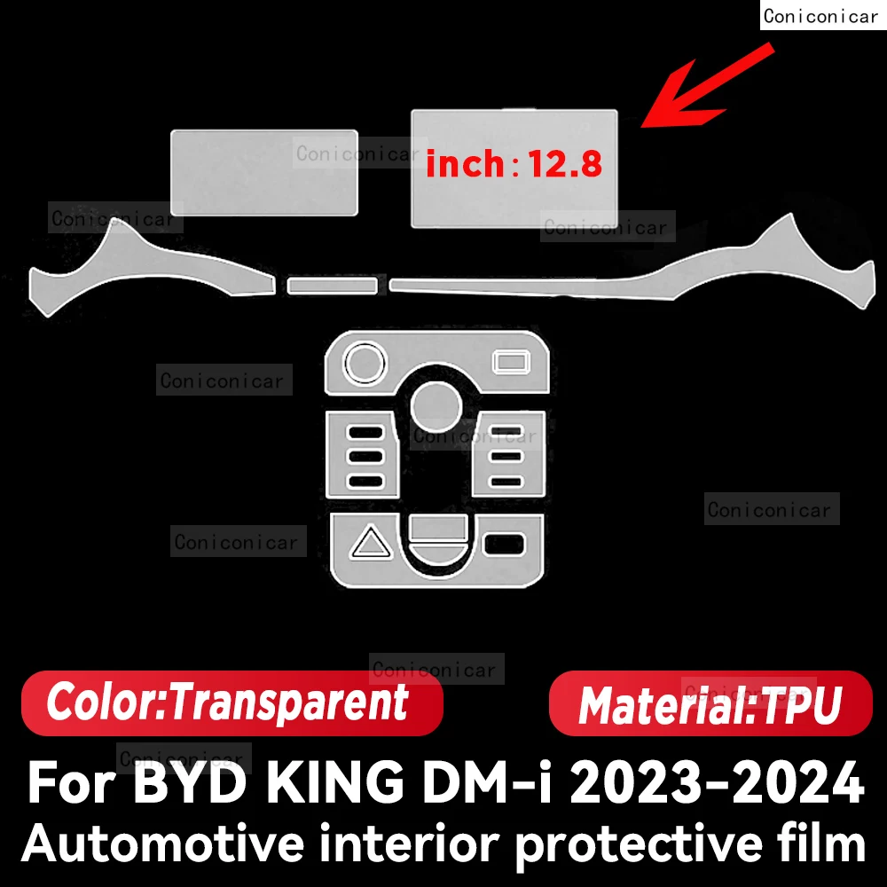 TPU For BYD KING DM-i 2023 2024 Transparent Protective Film Car Interior Central Control Navigation Panel Auto Sticker