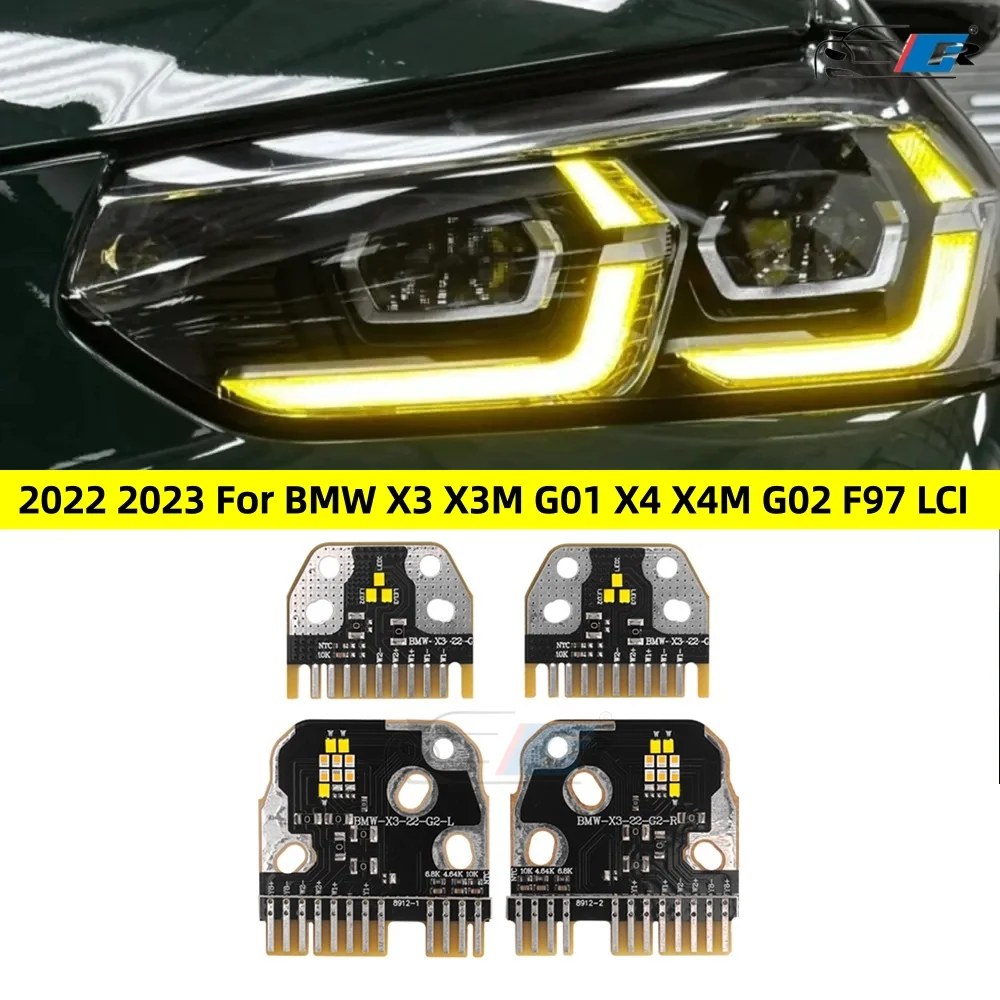 Yellow Angel Eye DRL LED Boards For 2022 2023 BMW X3 X3M G01 X4 X4M G02 F97 LCI Headlight Blue Daytime Running Light Red