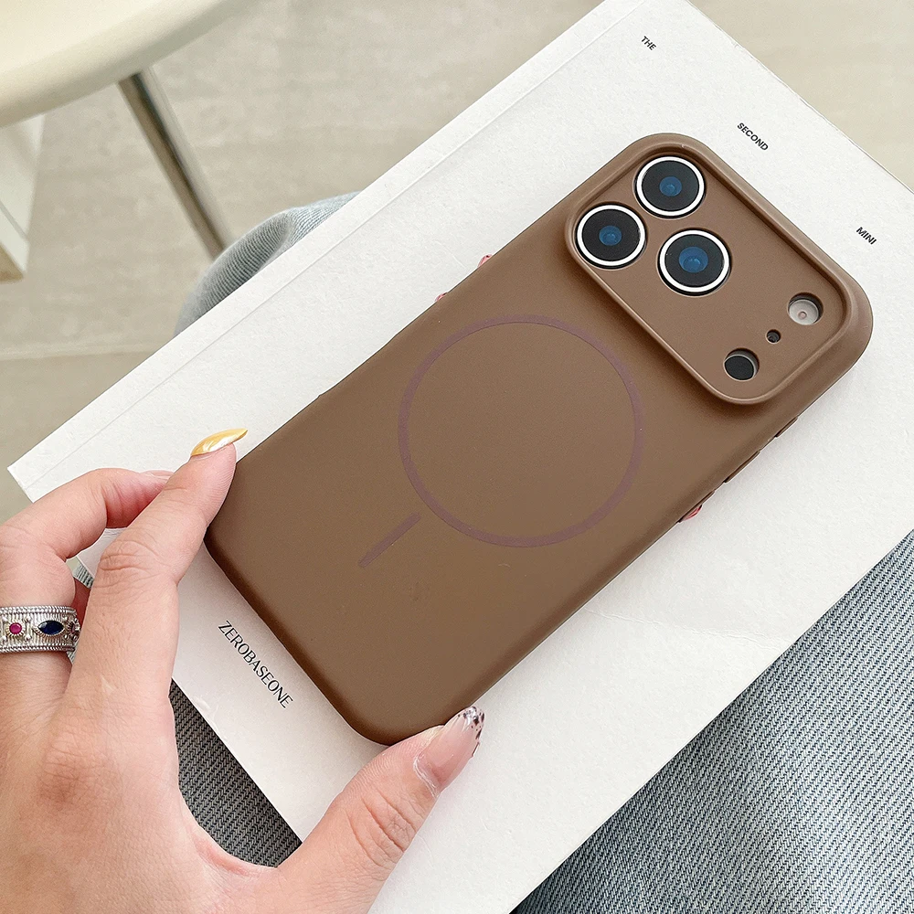 For Magsafe Magnetic Wireless Charging Luxury Solid Color Silicone Lens Protection Phone Case For iPhone17 Pro Max/17/17Pro Air - náhled 5